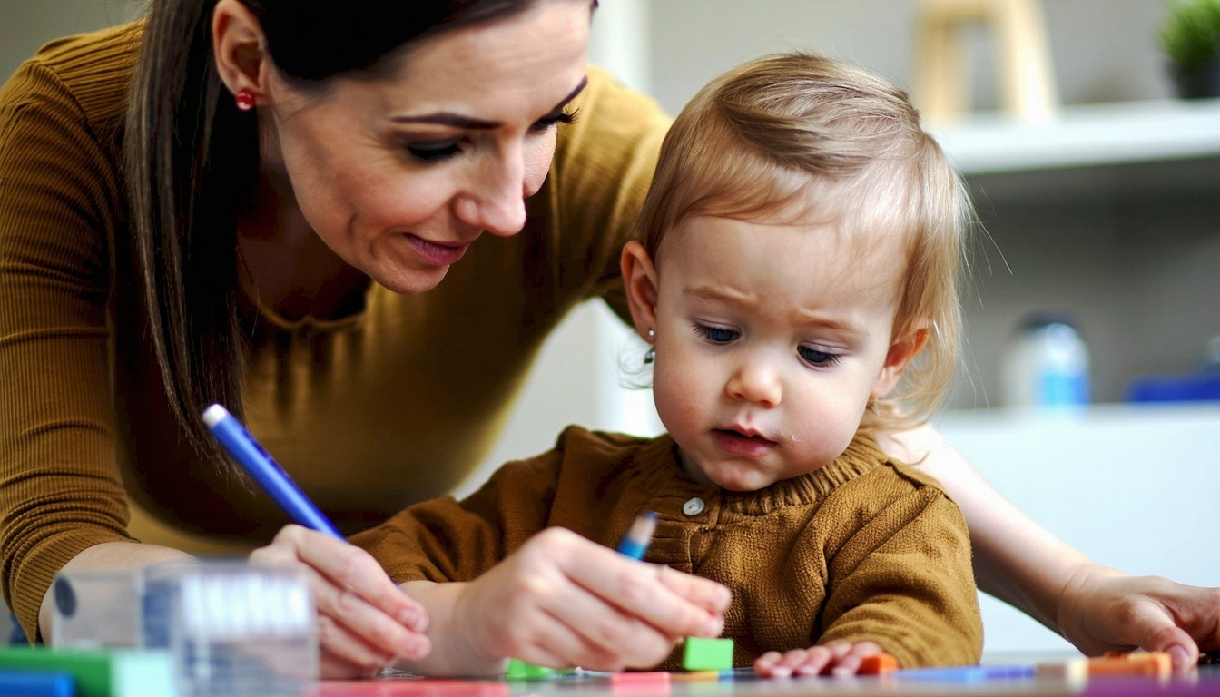 parent helping a 5 year old child